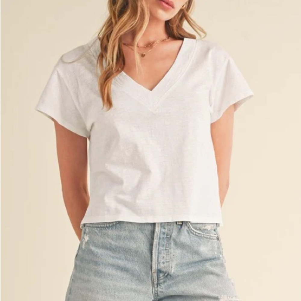 White V-Neck Women's Top